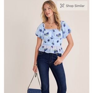 Floral Women's Blouse in Light Blue
